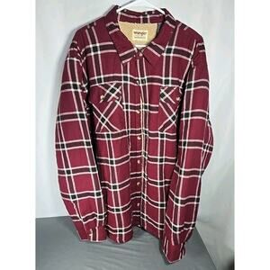 Wrangler Authentics Mens Sherpa Lined Flannel Shirt Jacket 2XL Tawny Port NWT